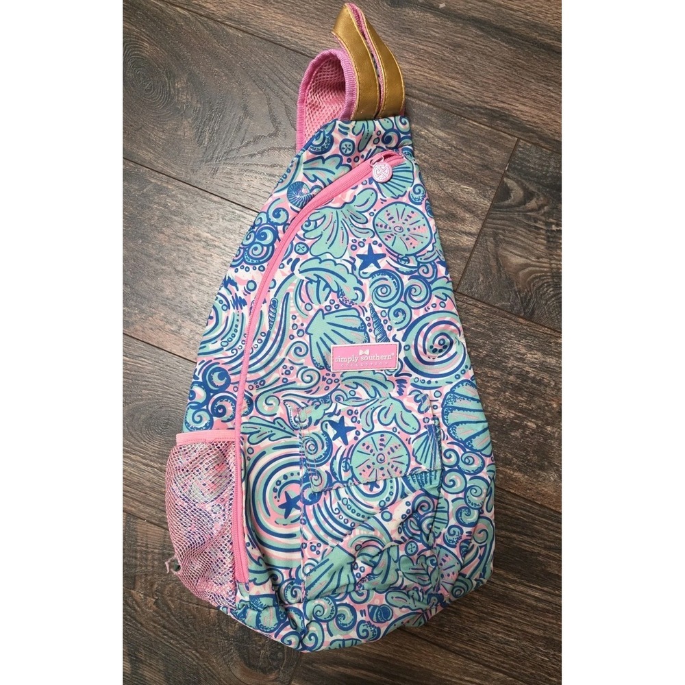 Simply Southern Swirly Sling Crossbody Backpack Beach Seashell Travel Coastal